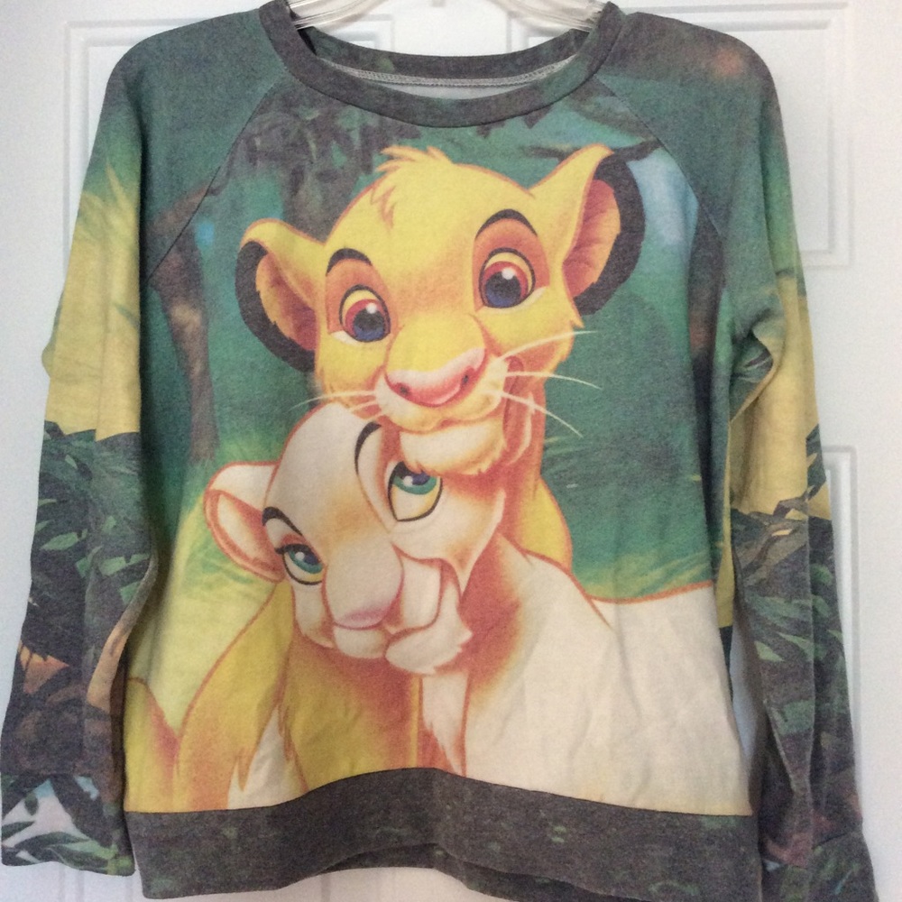 Disney Lion King Simba & Nala Soft Tie Dye Sweatshirt Cozy Top Sz S